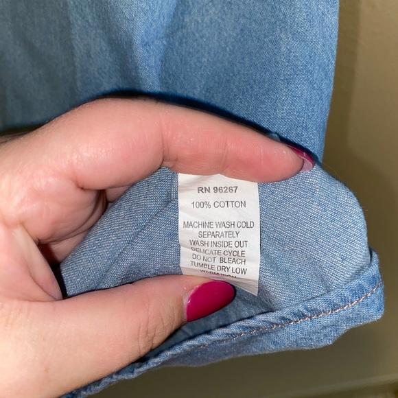 Denim Pearl Snap Button Up - Picture 5 of 5